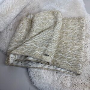 Calvin Klein Cream‎ and Gold Knit Wrap Scarf